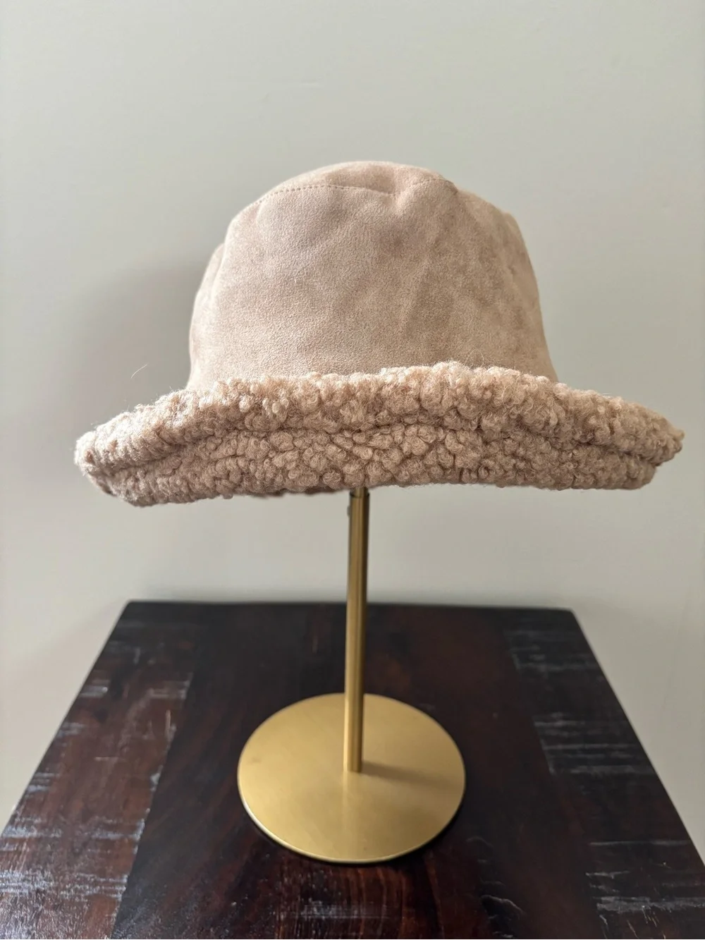Tan Sherpa Reversible Bucket Hat